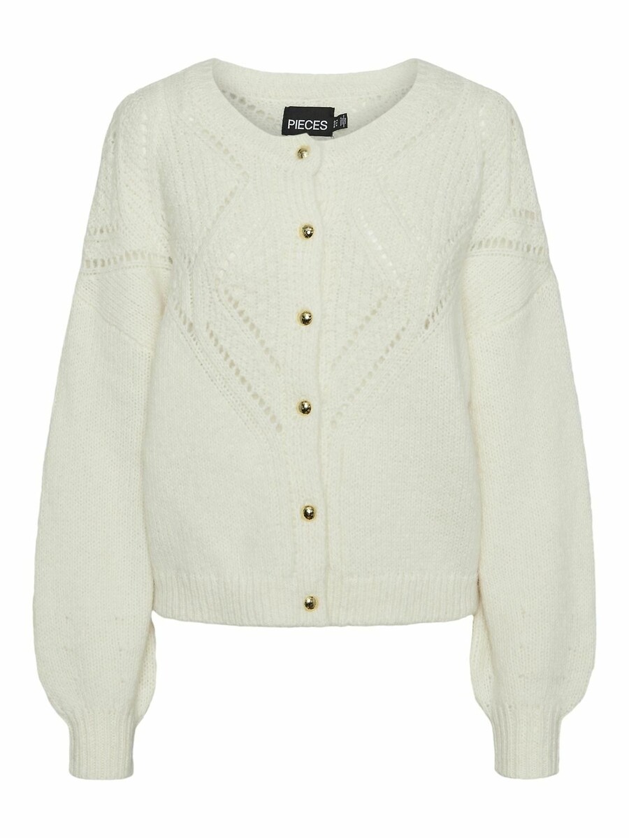Round Neck Buttoned Cardigan in Fine Knit, PIECES