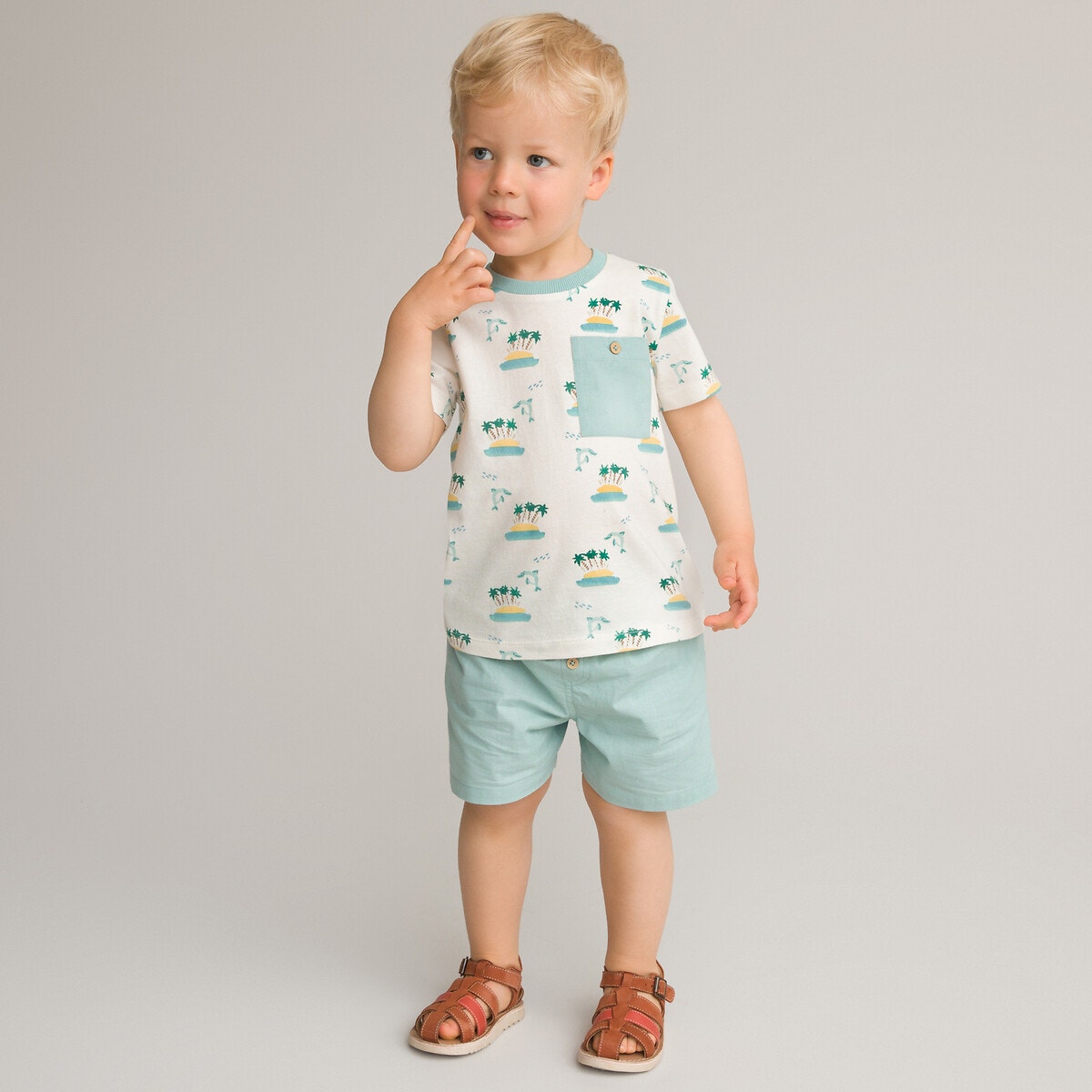 Pyjama t-shirt et short gris à motif requin pour garçon en livraison  gratuite
