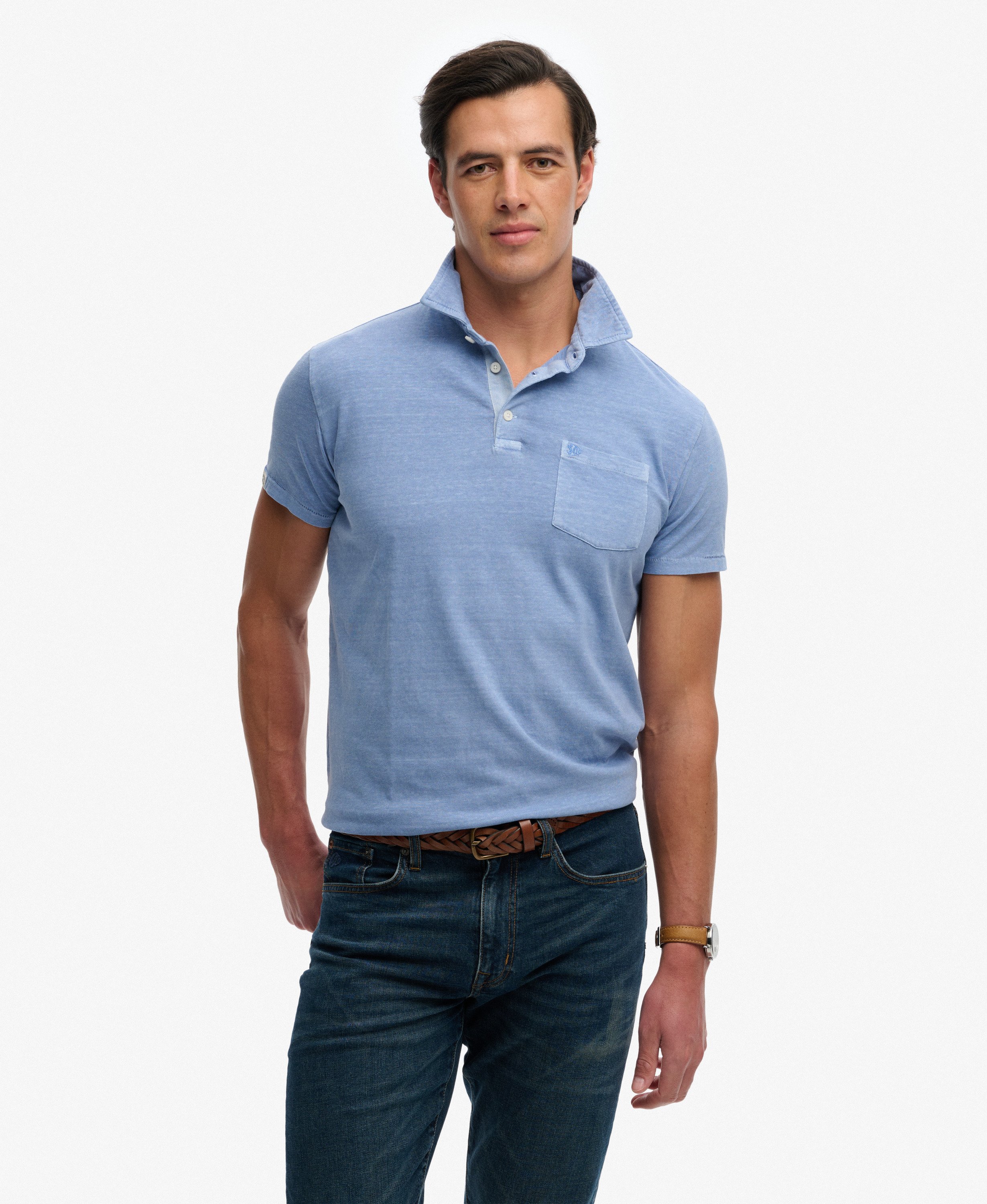 Polo en coton et lin classique, SUPERDRY