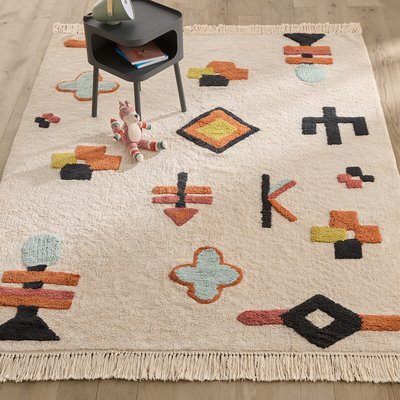 Ivica Graphic Fringed Organic Cotton Child's Rug AM.PM