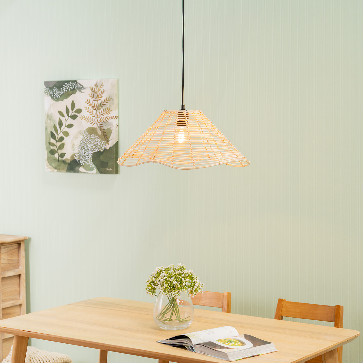 Harrison Wavy Natural Rattan Pendant Shade, ÉDITÉ