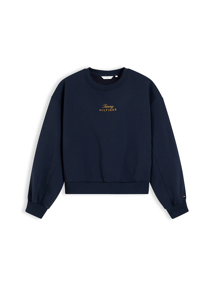 Sudadera de cuello redondo con logotipo bordado, TOMMY HILFIGER