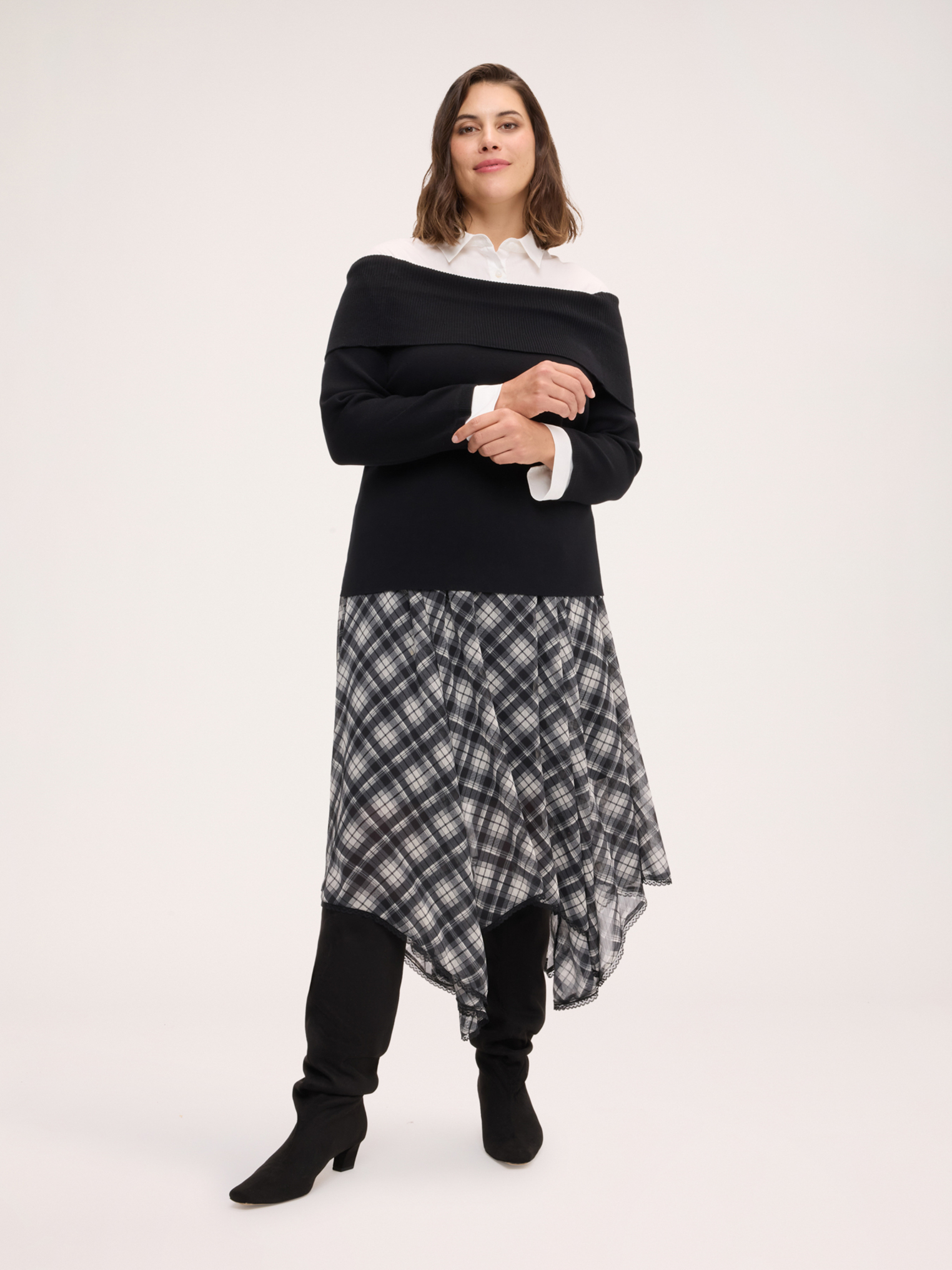 Pull avec insert effet chemise, FIORELLA RUBINO