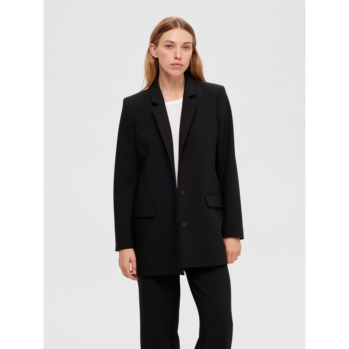 Blazer Simple Boutonnage Coupe Longue D Contract E Black Selected Femme La Redoute