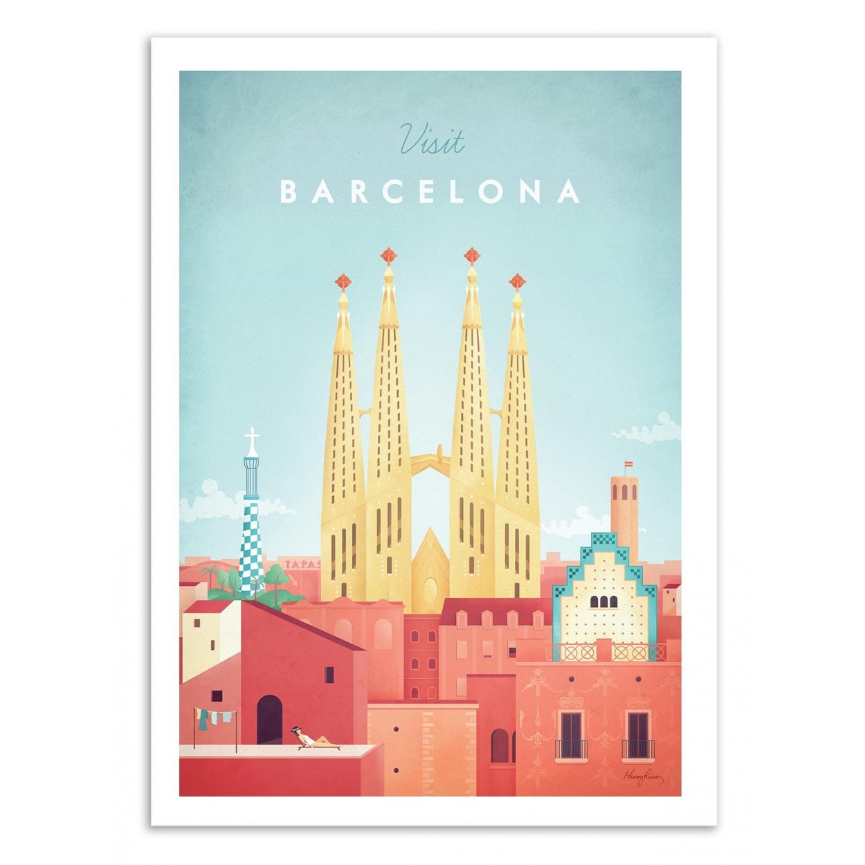 Affiche d'art - Visit Barcelona - Henry Rivers, WALL EDITIONS