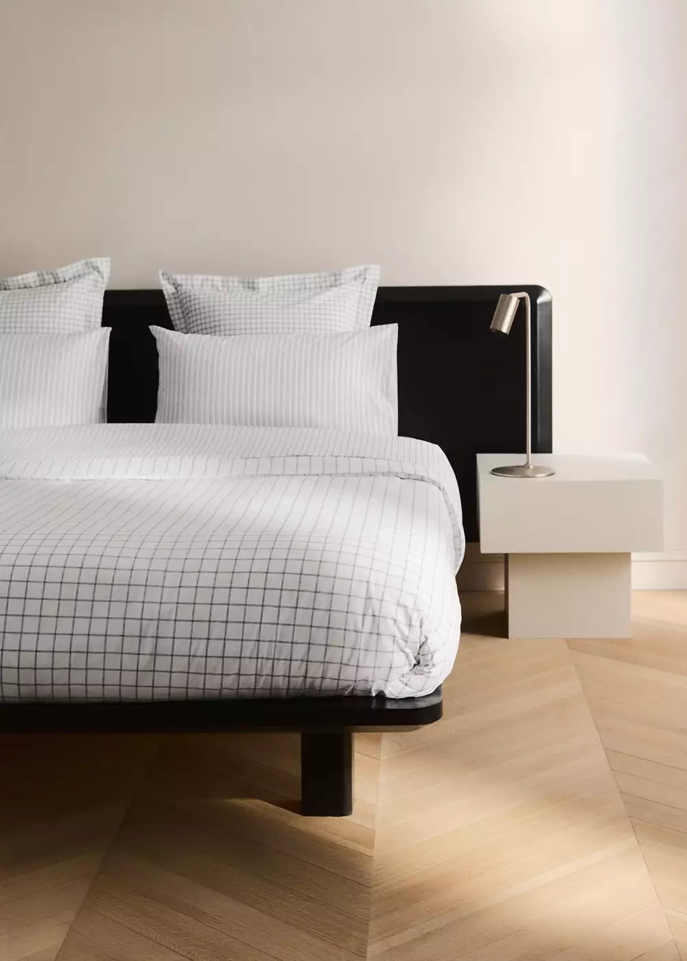 Housse de couette réversible carreaux et rayures Lit 180/200 cm, MANGO HOME