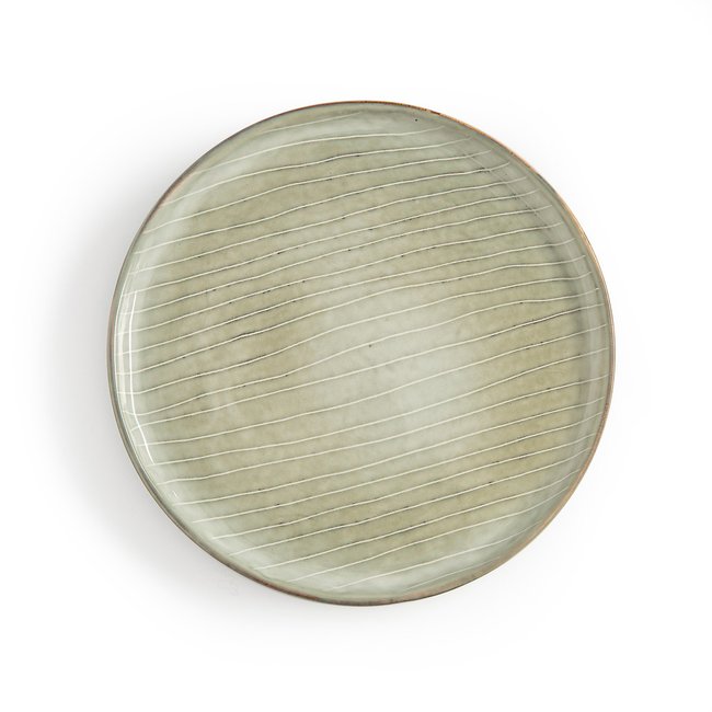 Set of 4 Shima Stoneware Dessert Plates, grey-green, AM.PM