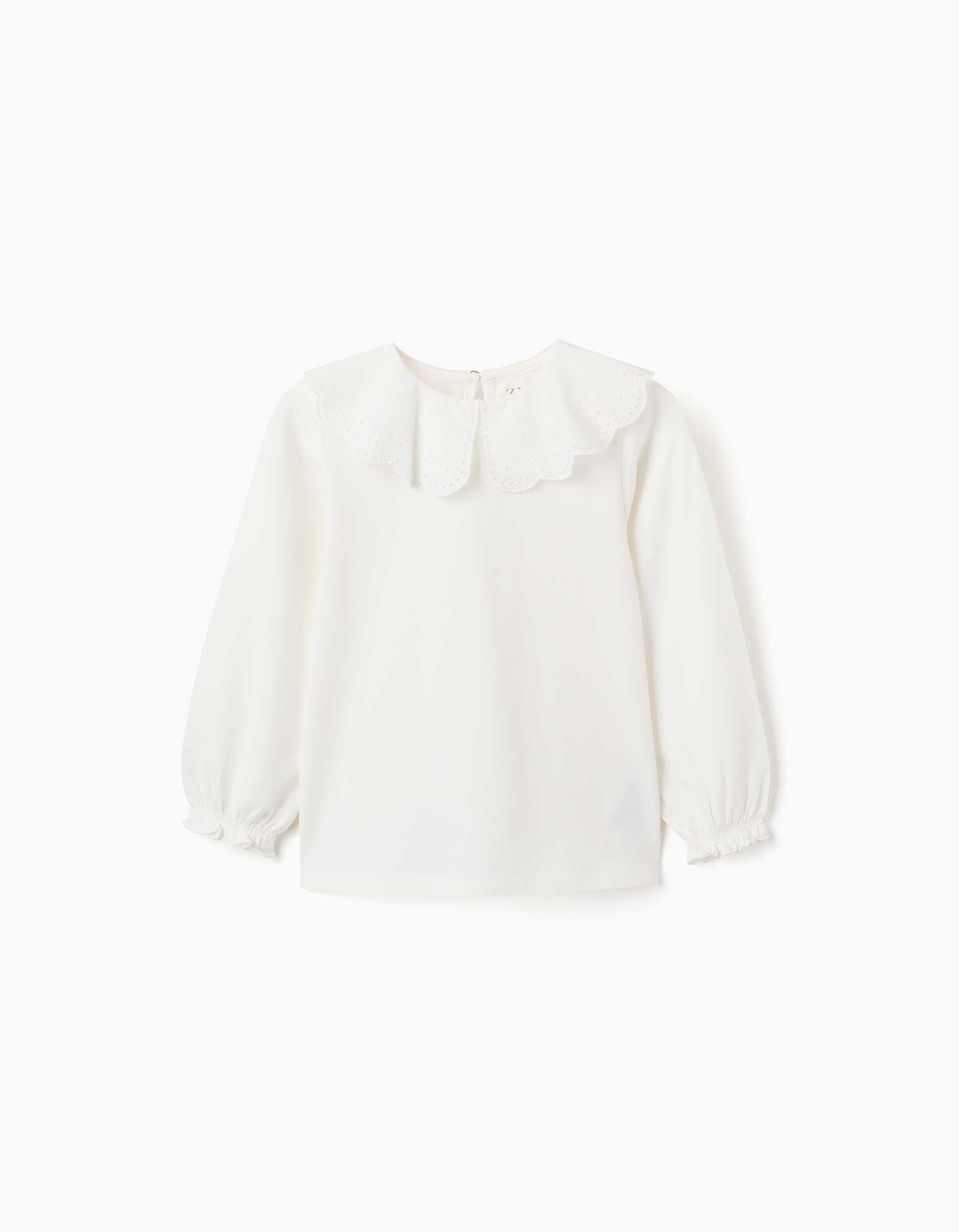 T-shirt à manches longues avec col en broderie anglaise, ZIPPY