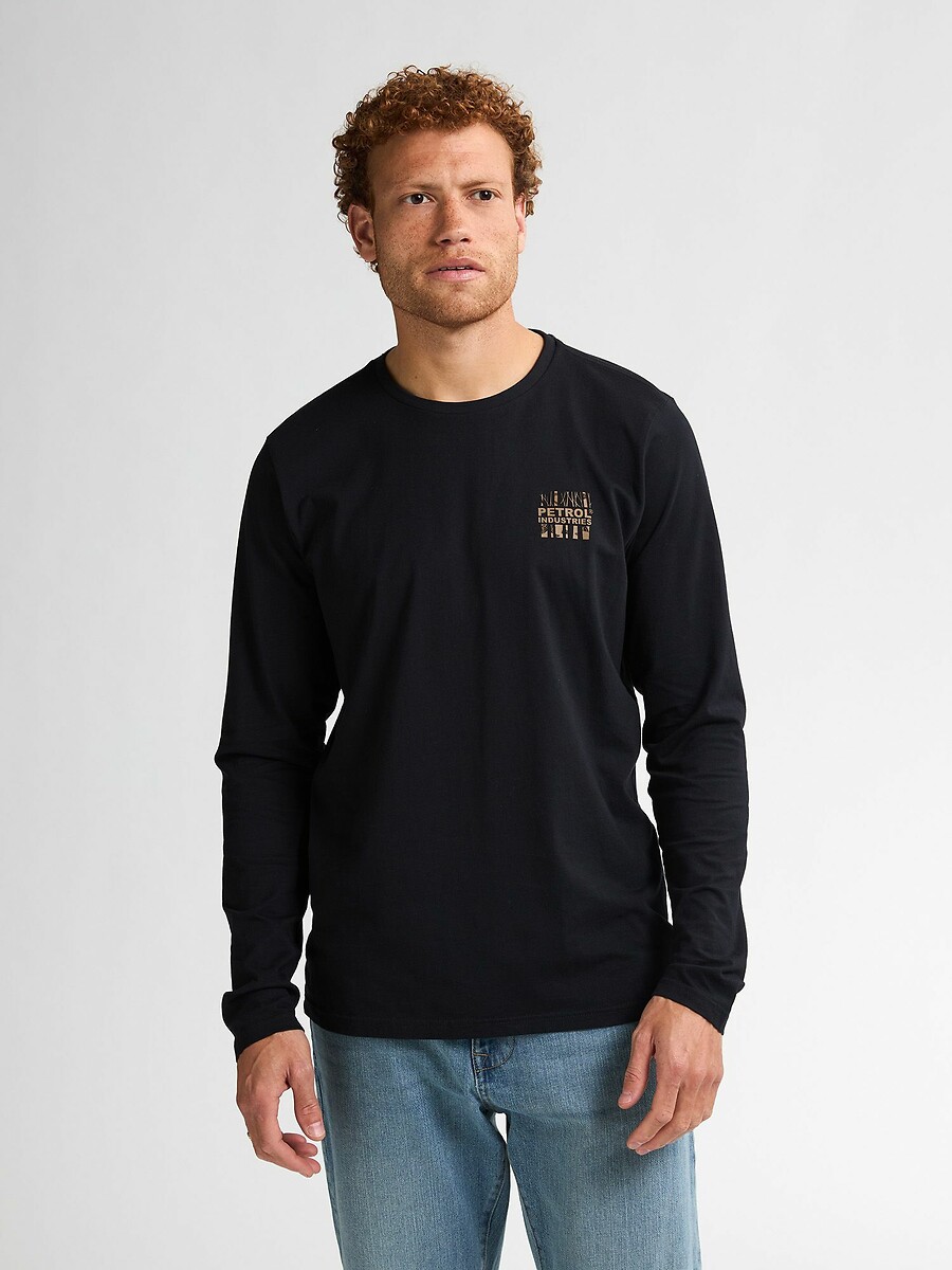 Long Sleeve T-Shirt with Chest Logo, PETROL INDUSTRIES