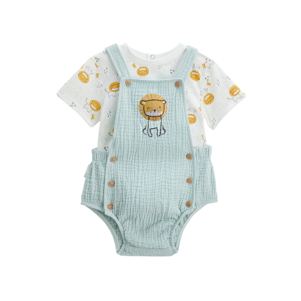 Ensemble salopette bébé en gaze de coton et t-shirt Elio, PETIT BEGUIN