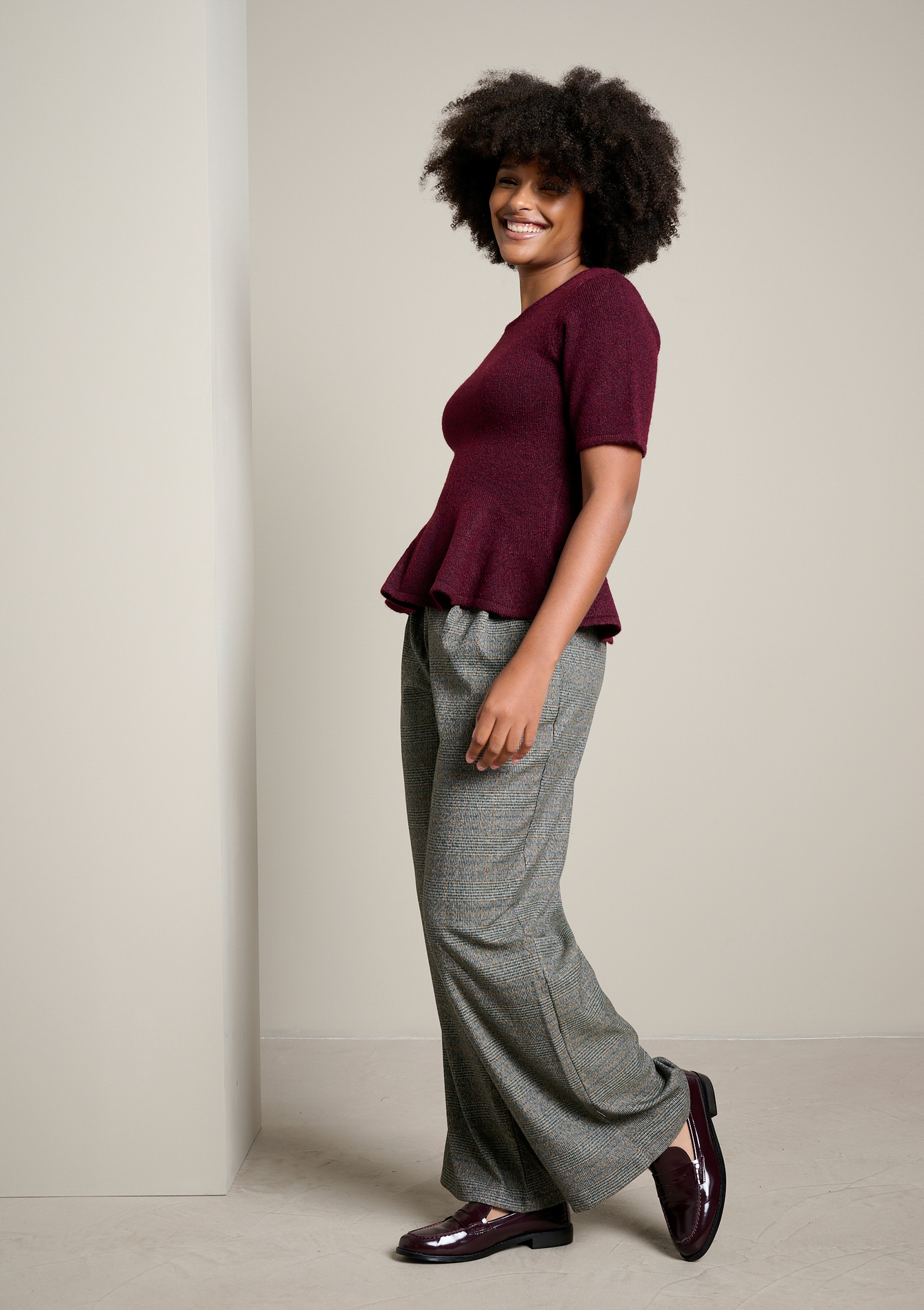 Pantalon large à carreaux, LOLALIZA