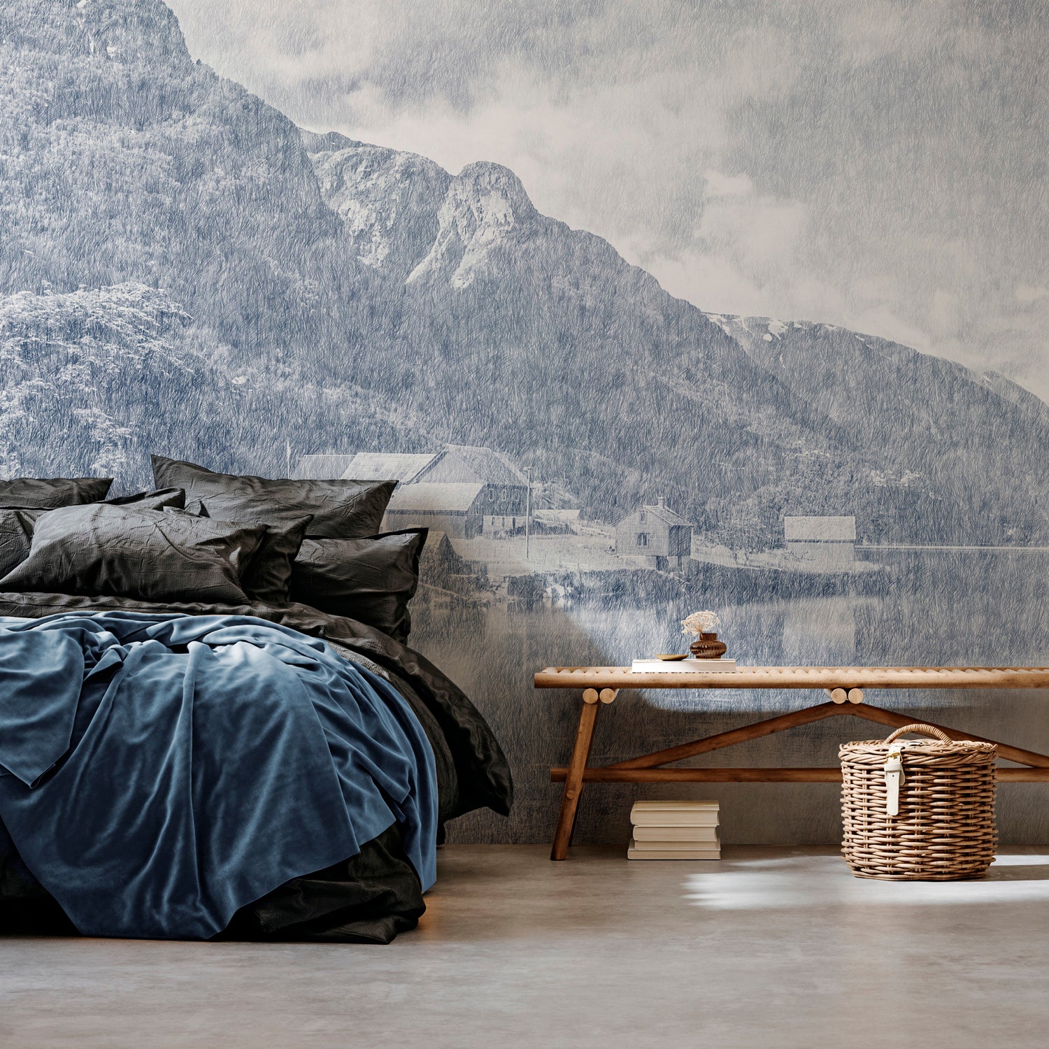 Papier peint panoramique Norvège Marine - intissé mat FSC 384 x 270 cm, LE PAPIERS DE NINON