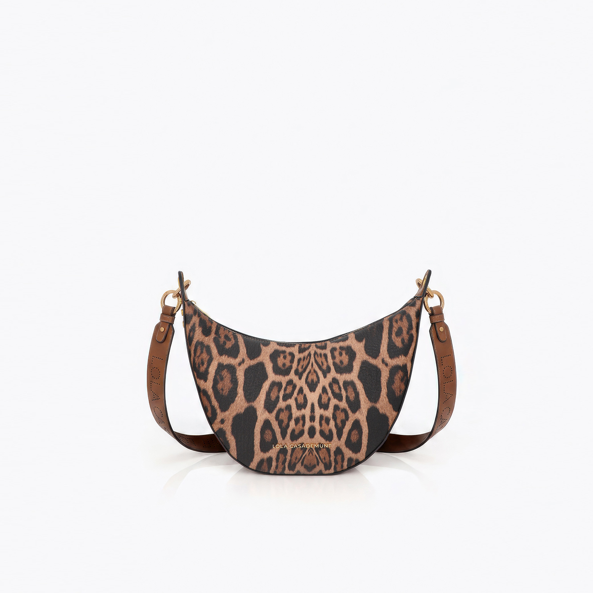 Sac à bandoulière léopard à logo perforé, LOLA CASADEMUNT