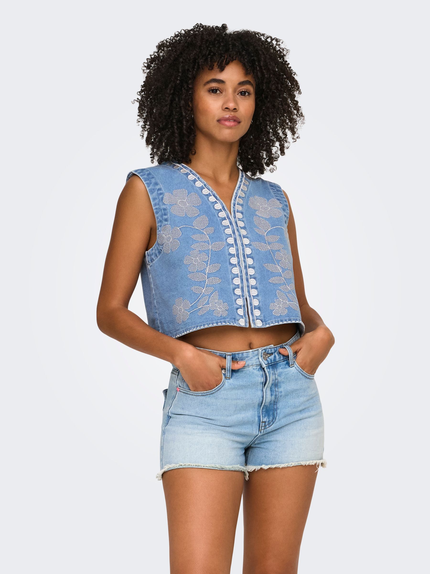Veste En Jean Sans Manches, ONLY