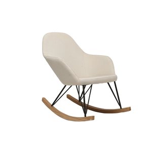 Rocking chair en tissu  crème, bois clair et métal  JHENE
