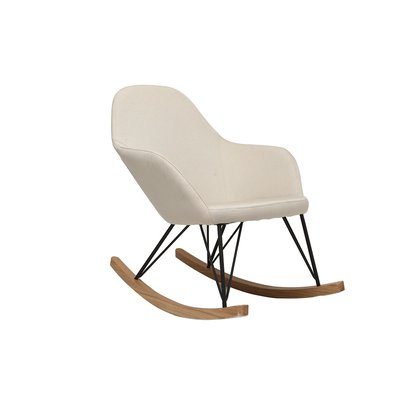 Rocking chair en tissu  crème, bois clair et métal  JHENE MILIBOO