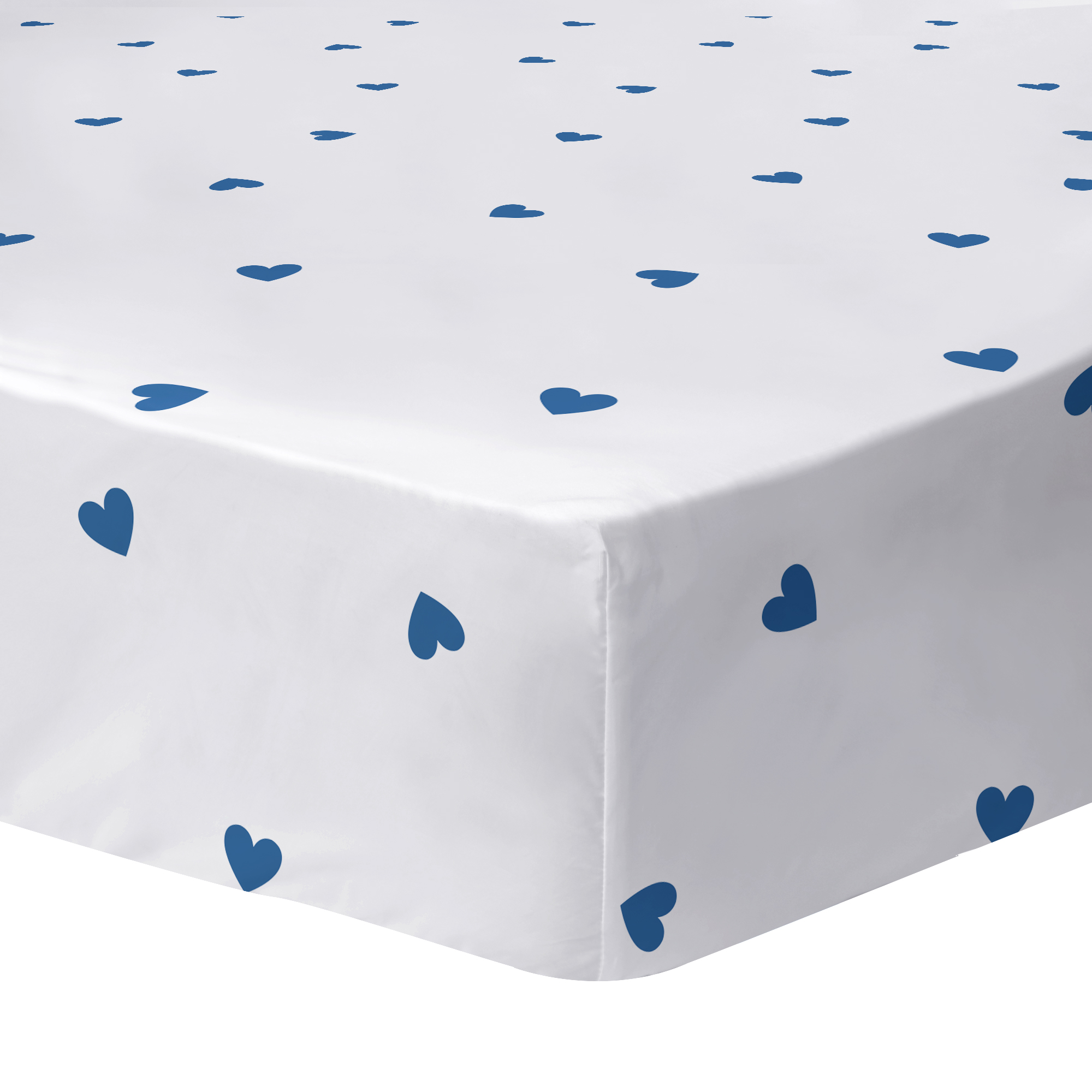 Drap-housse imprimé 100% coton, PLUIE DE COEURS, MATT ET ROSE
