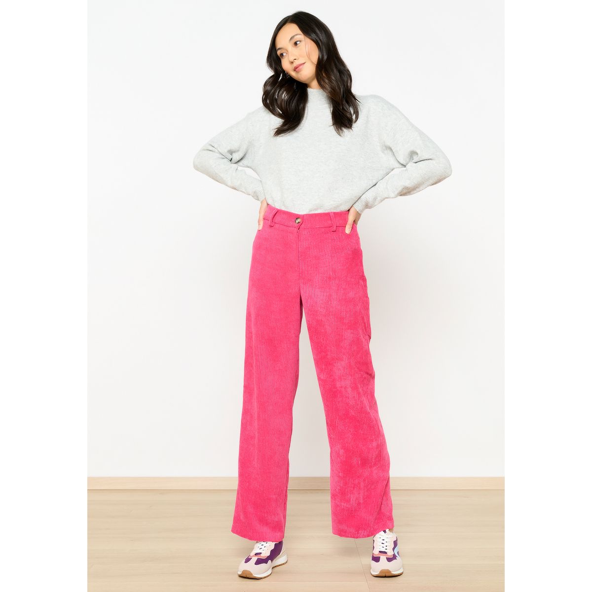 Pantalon velours cotelé rose hot sale