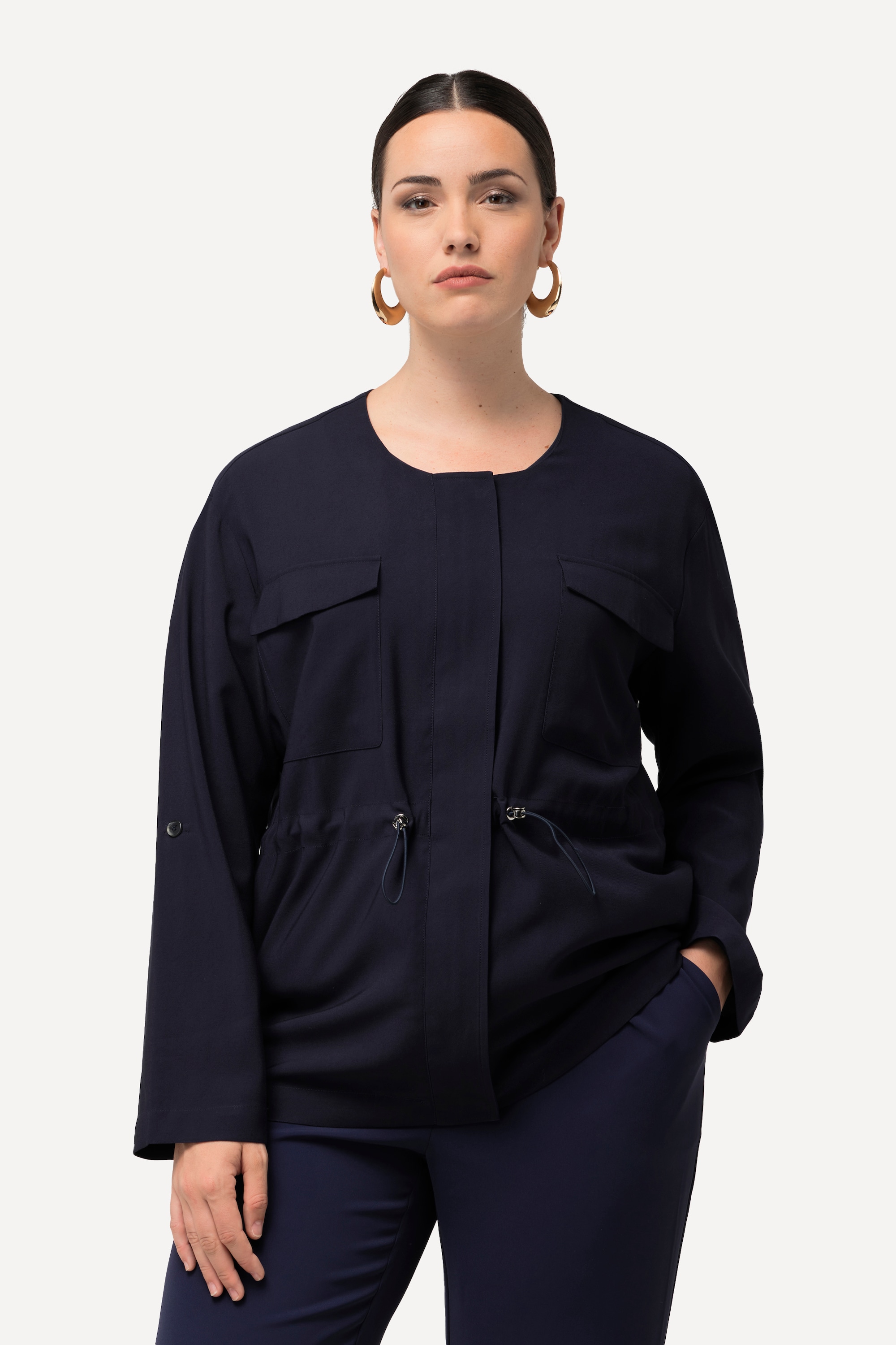 Veste à col rond. Manches 3/4 et cordon de, ULLA POPKEN