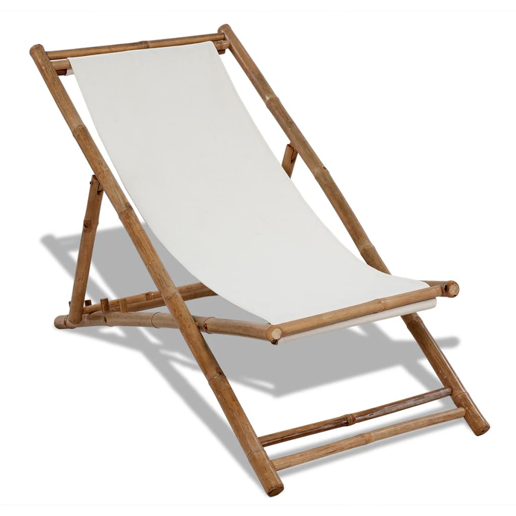 Chaise de terrasse en bambou et toile, HOME MAISON