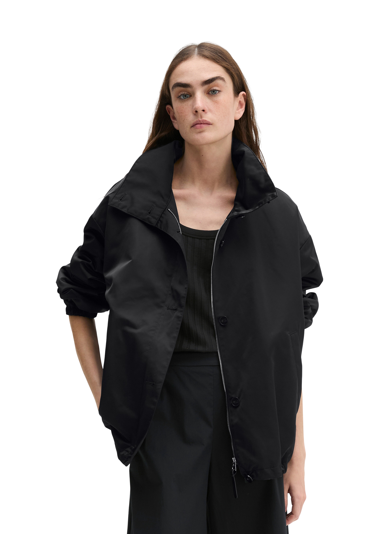 Long-Blouson loose en sergé de polyester Shiny recyclé, MARC O'POLO