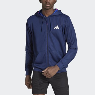 Recycled Logo Print Hoodie with Zip Fastening adidas Performance