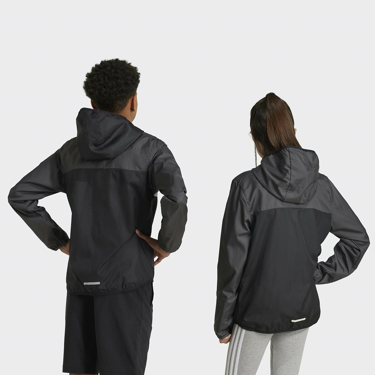 Hooded windbreaker black grey white Adidas Sportswear La Redoute