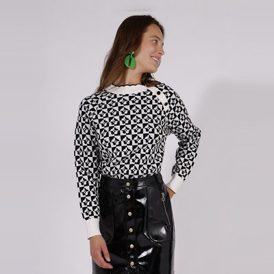 Pullover mit geometrischem Muster, Knöpfe an der Schulter NAF NAF