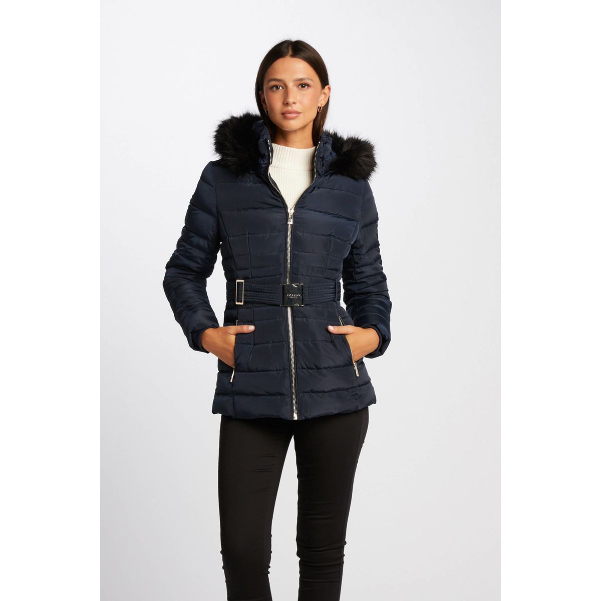 Manteau ceinturé bleu discount marine