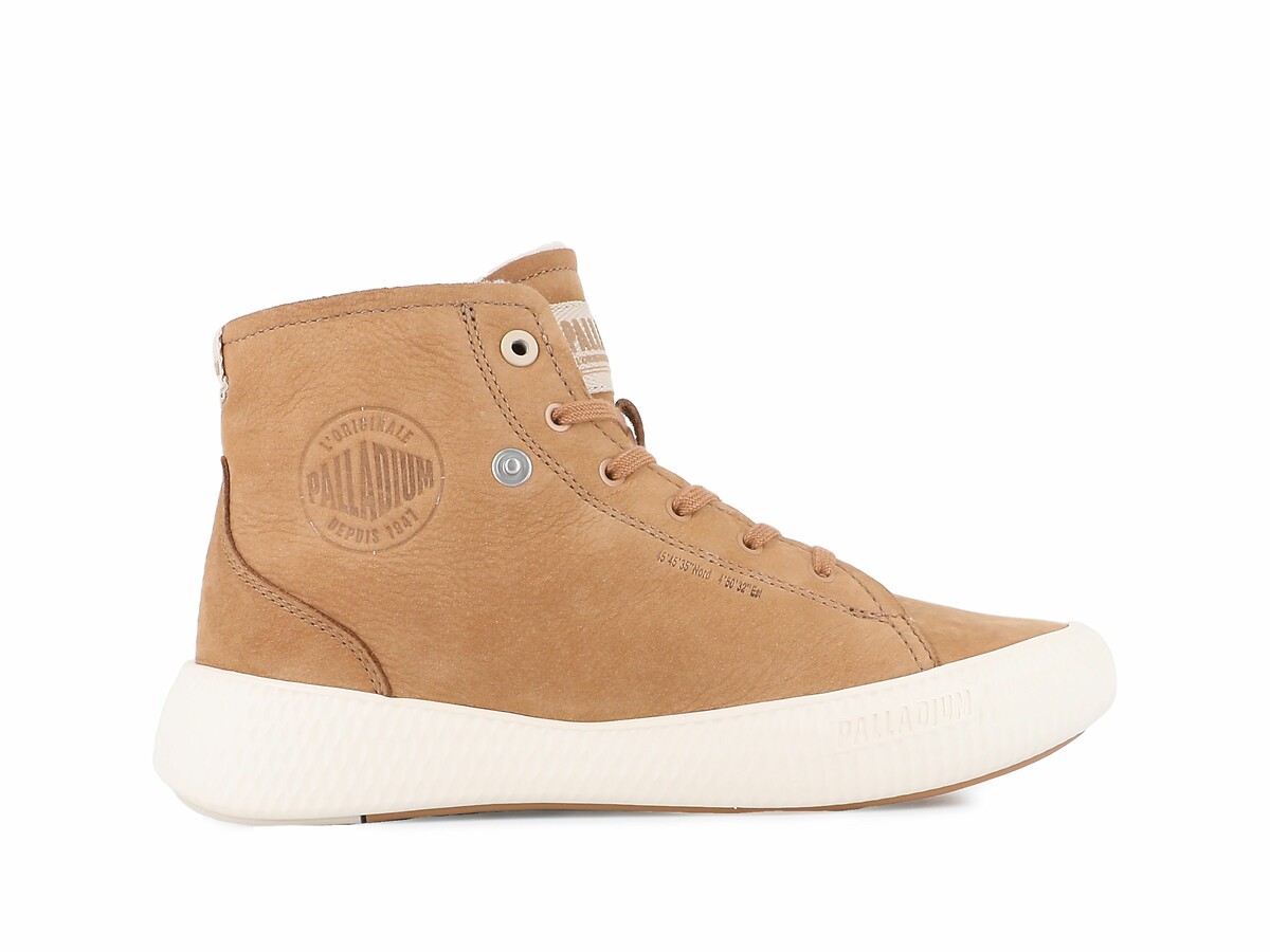 Pallanova Chukka High Top Trainers in Leather with Faux Fur Lining, PALLADIUM