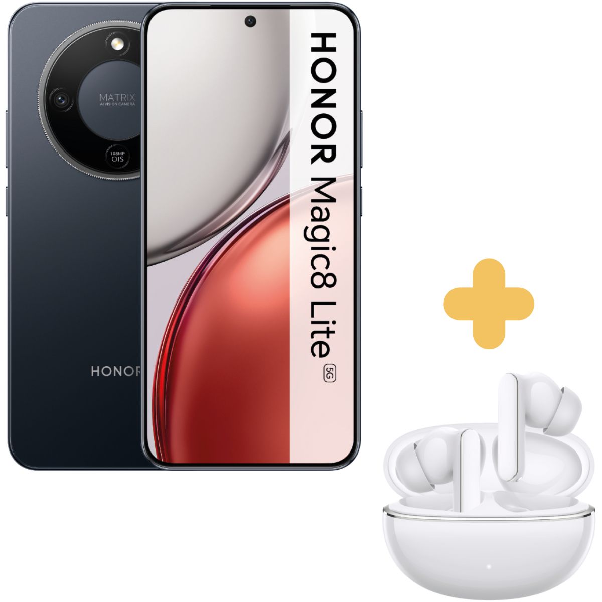 Smartphone Pack Magic8 Lite 5G 256Go Noir + Honor Choice Earbuds X8I, HONOR