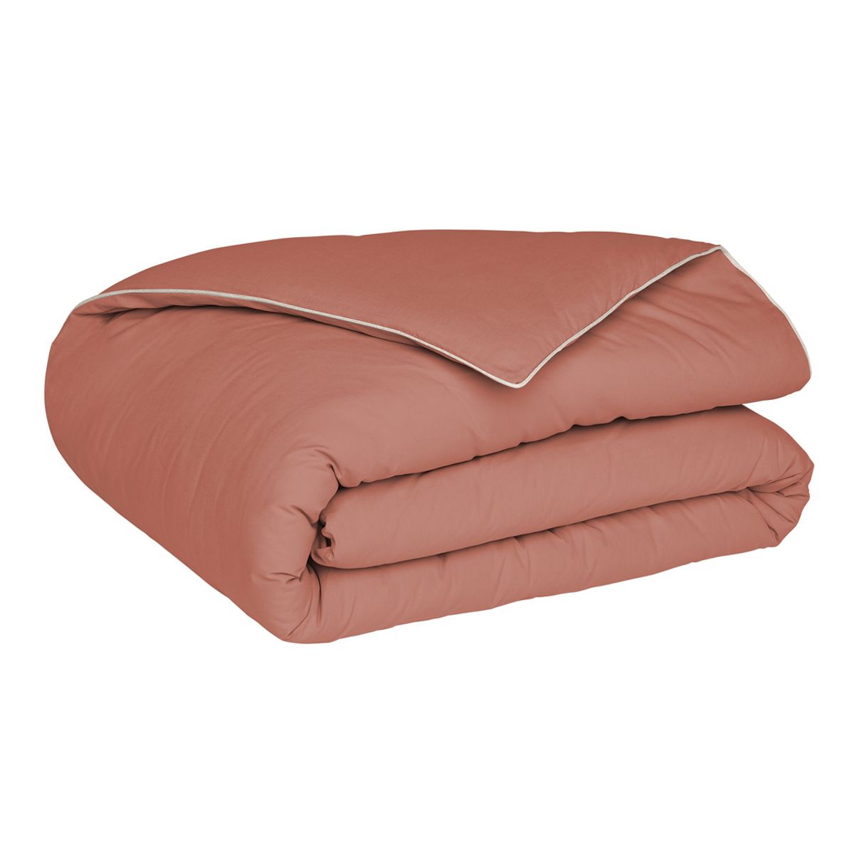 Housse de couette unie en coton, made in france, aurore terracotta A Demain