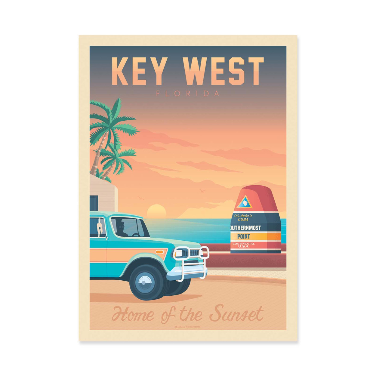 Affiche d'art - Key West Florida Version 2 - Olahoop Travel Posters, WALL EDITIONS