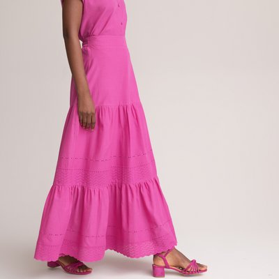Cotton Tiered Maxi Skirt in Broderie Anglaise ANNE WEYBURN