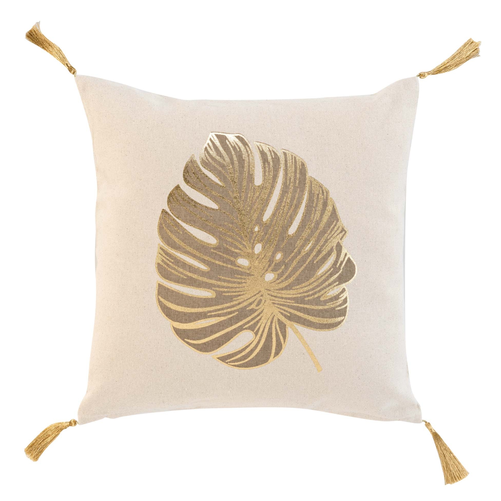Coussin en coton au style nature dorée, DOUCEUR D'INTÉRIEUR