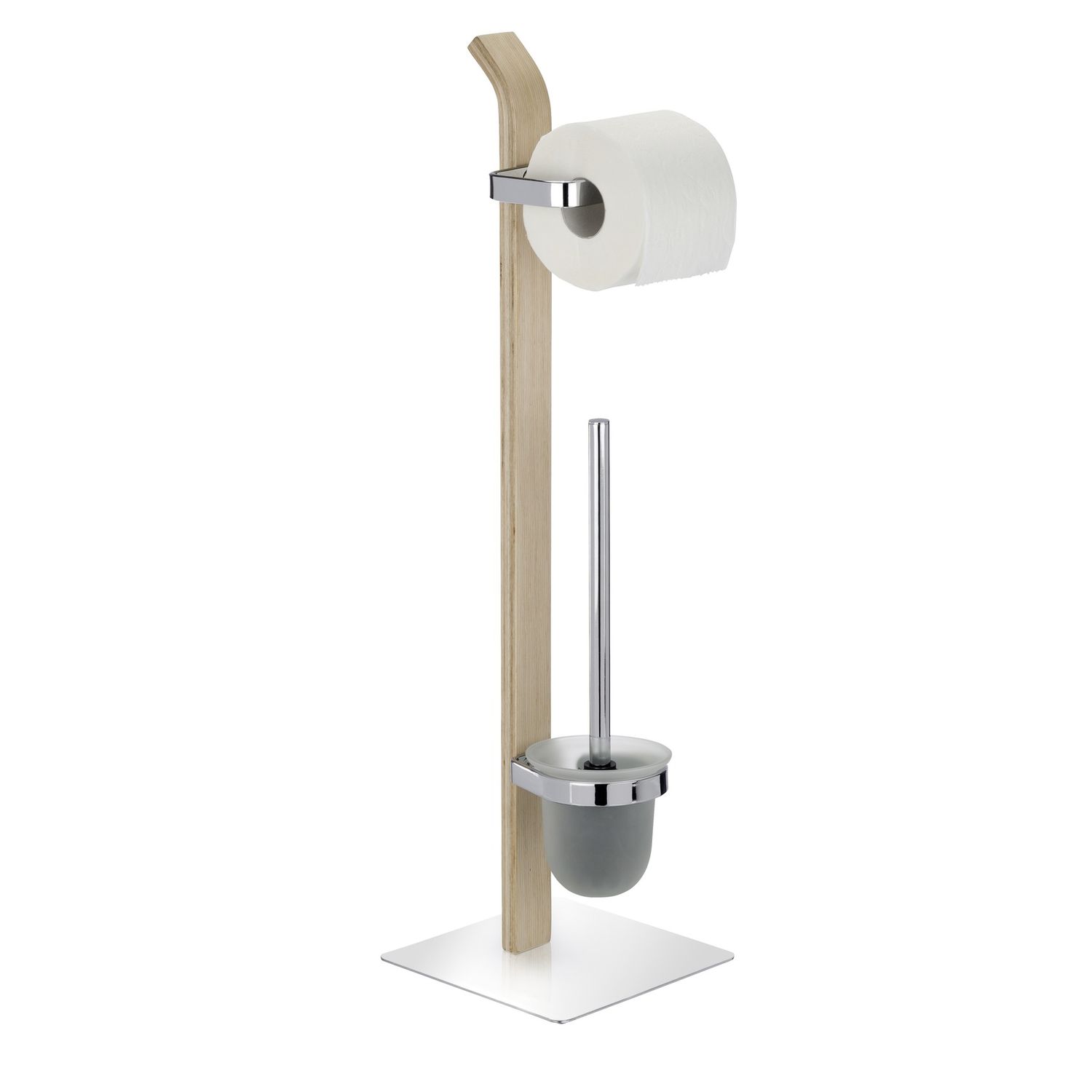 Serviteur WC avec brosse en inox et bois SAMONA, WENKO