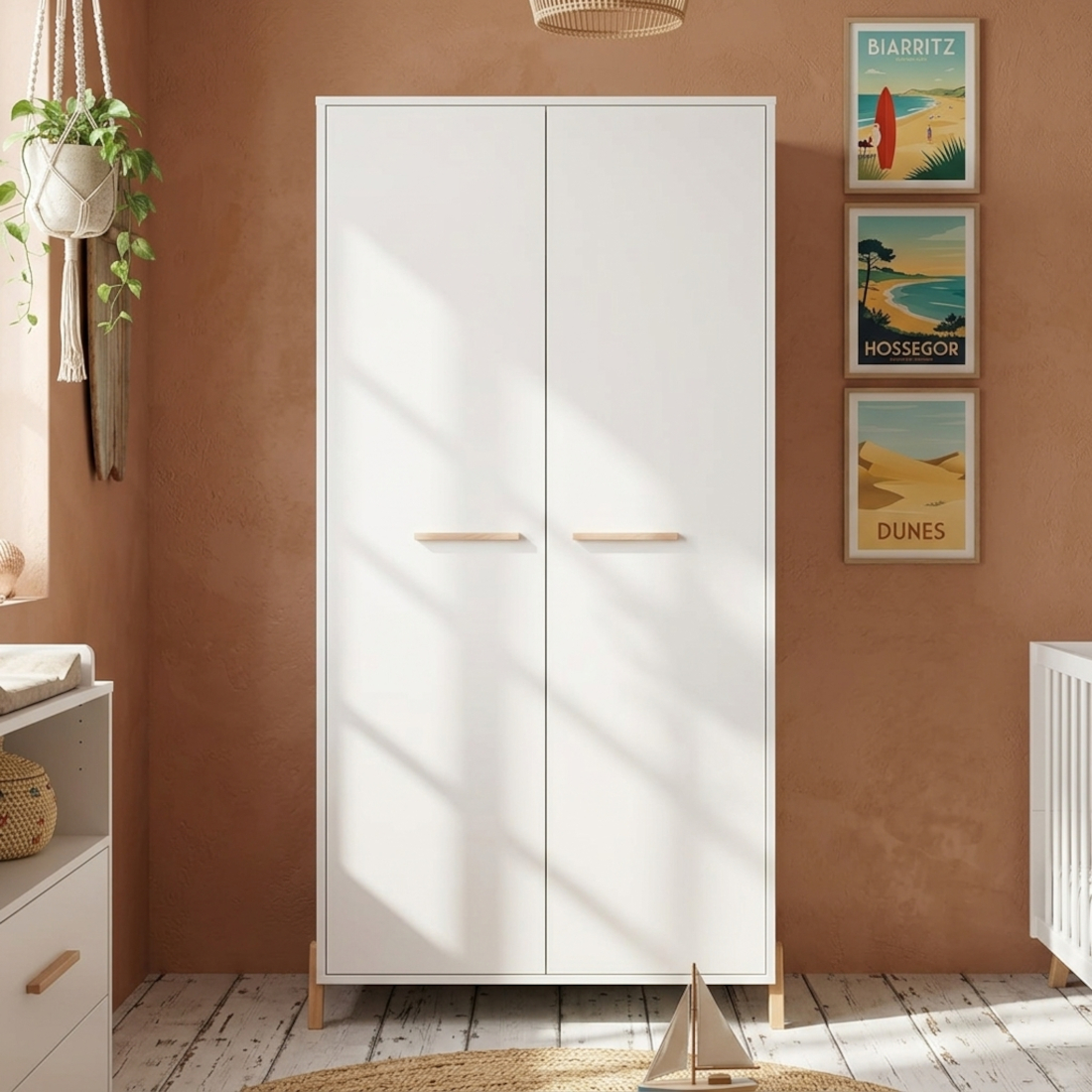 Armoire bébé 2 portes sur pieds en bois, BABY PRICE