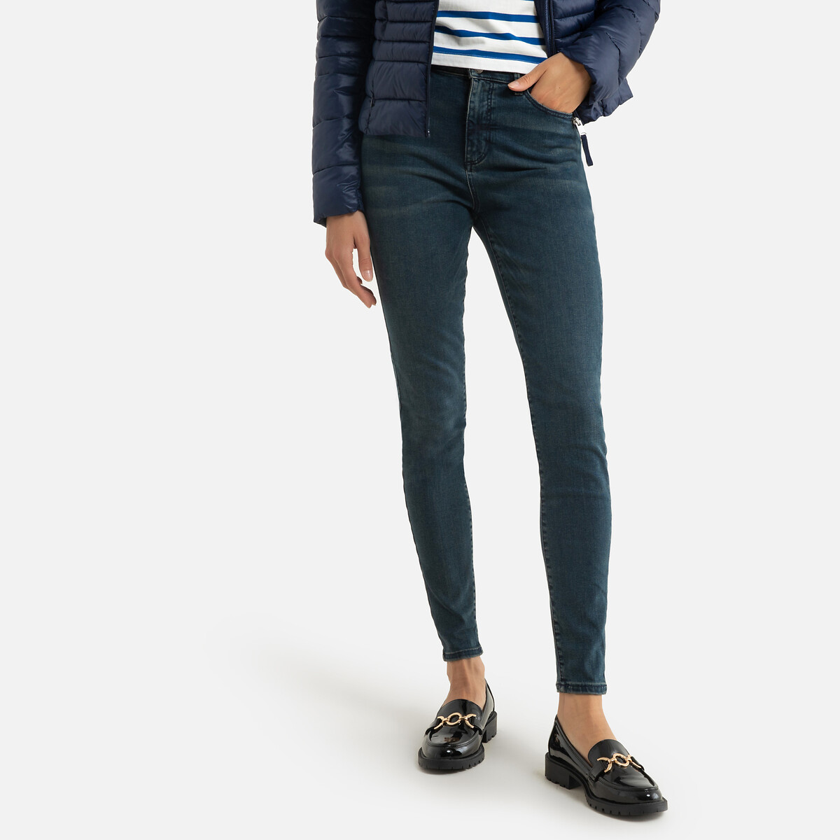 High waist skinny jeans untreated Moda | La Redoute