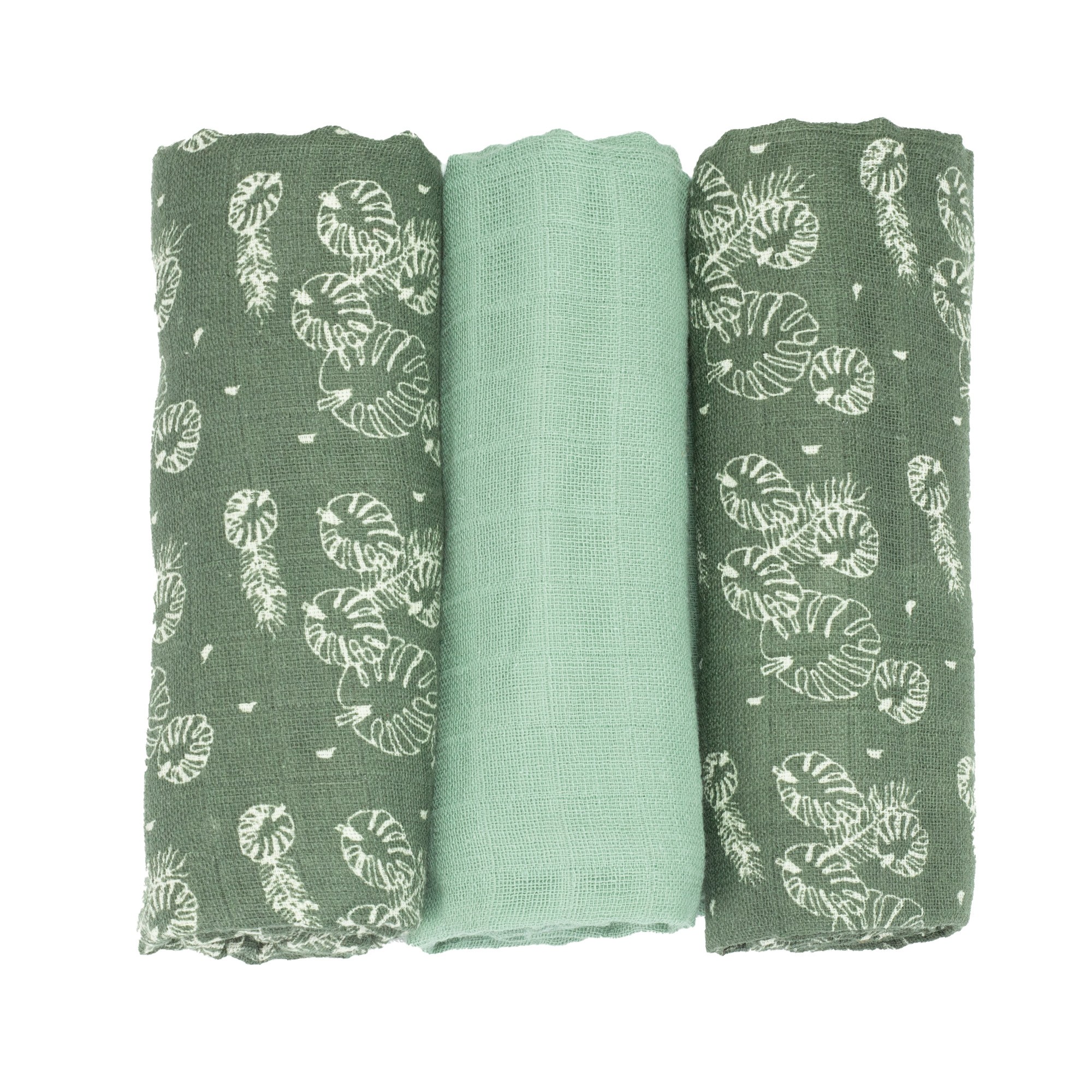 Lot de 3 langes bébé 70x70cm - Feuilles, TROIS KILOS SEPT