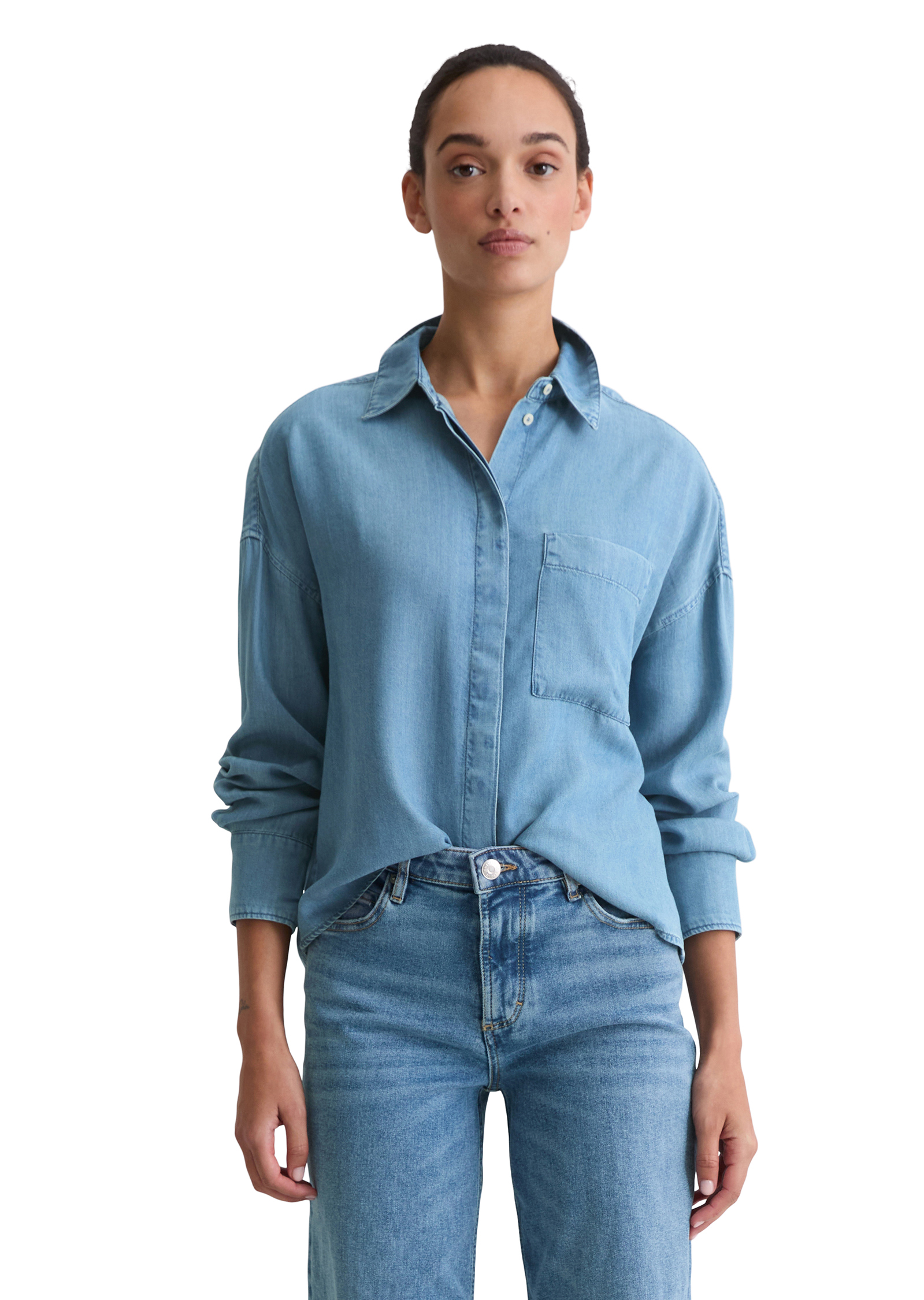 Blouse en jean regular en TENCEL™ Lyocell, MARC O'POLO