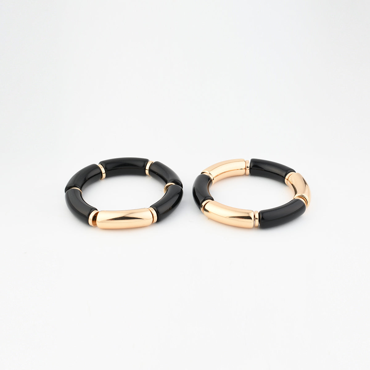 Set de 2 bracelets tubes noirs et dorés, BALABOOSTE
