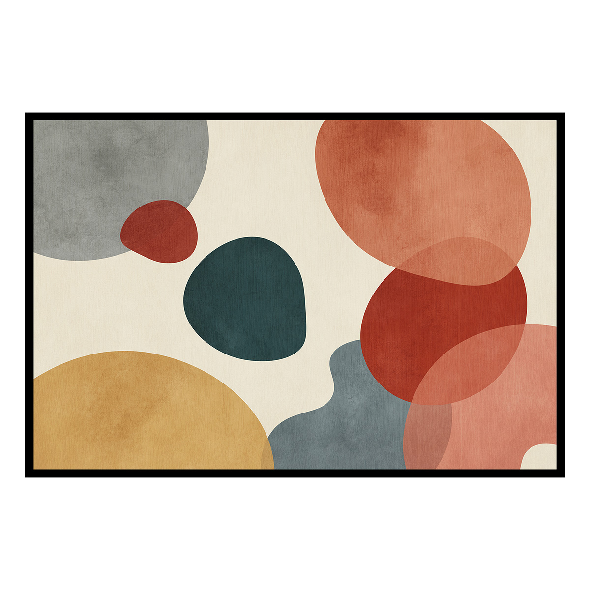 Affiche encadrée abstraction formes colorées, HEXOA