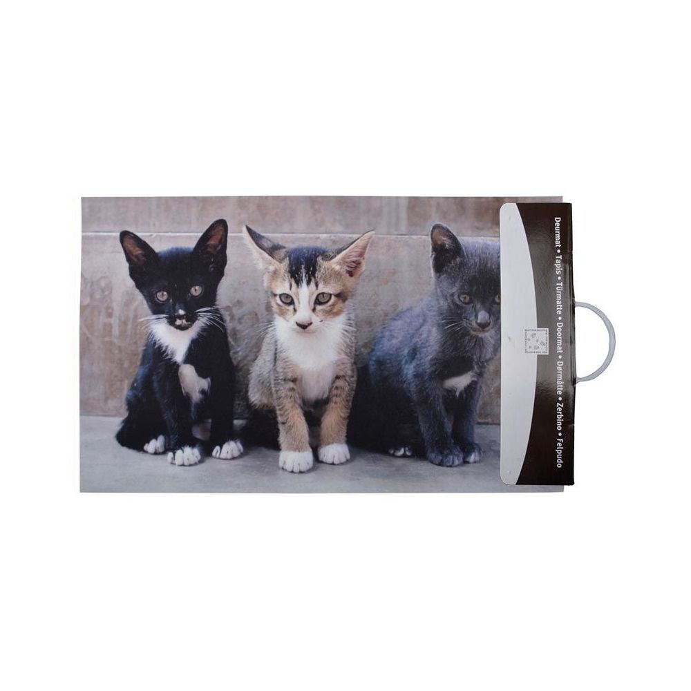Paillasson déco en caoutchouc recyclé intérieur extérieur Chatons, JARDINDECO