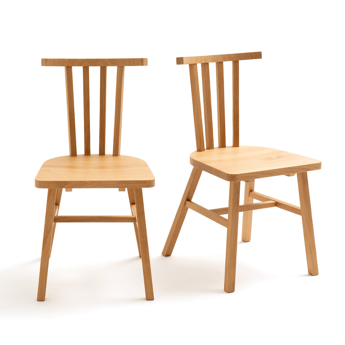 Product photograph of Ivy Chairs With Bars In Solid Oak Set Of 2 from La Redoute UK