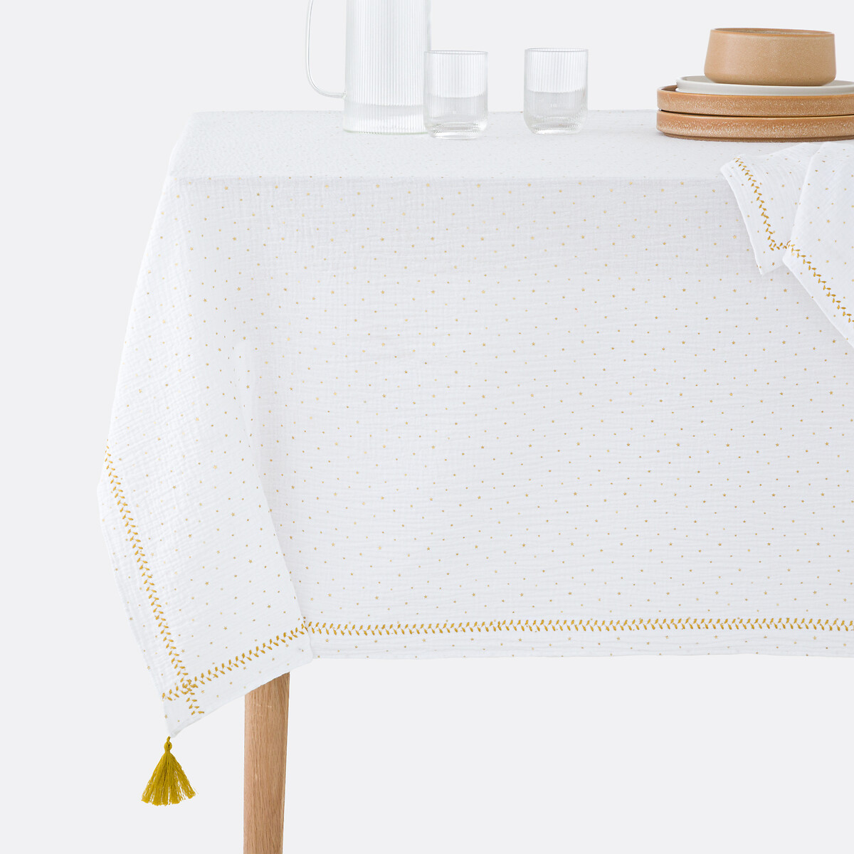 Nappe gaze de coton, Kumla étoiles brodées