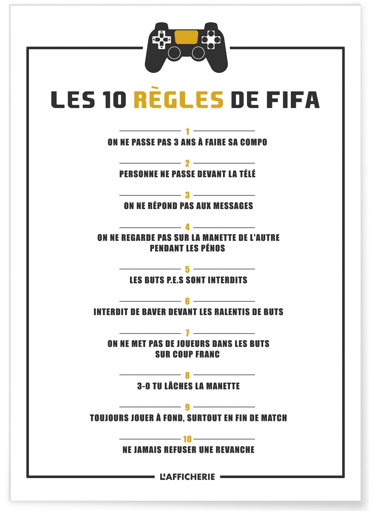 Affiche 'Les 10 règles Fifa', L'AFFICHERIE