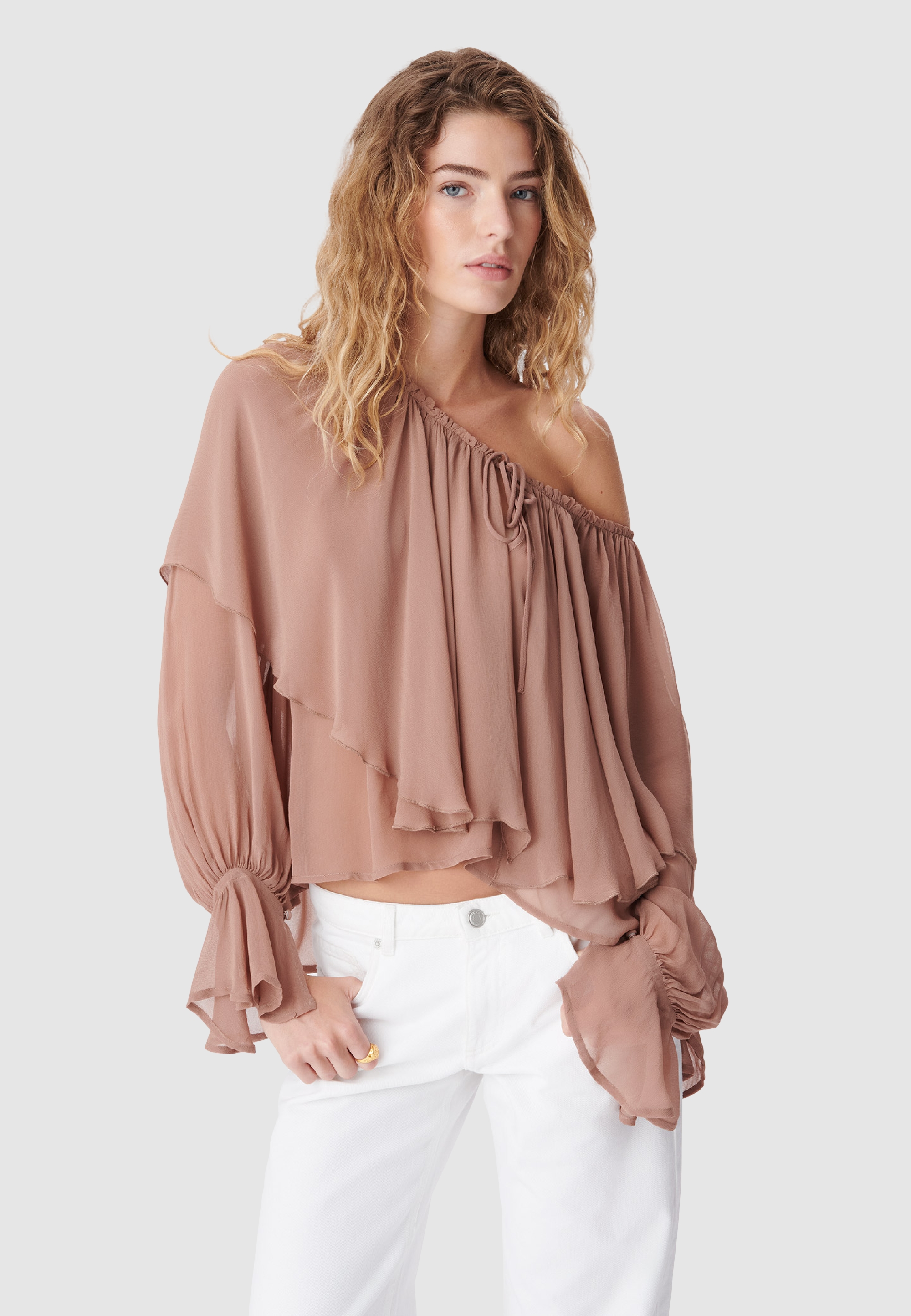 Blouse fluide large volant, IKKS