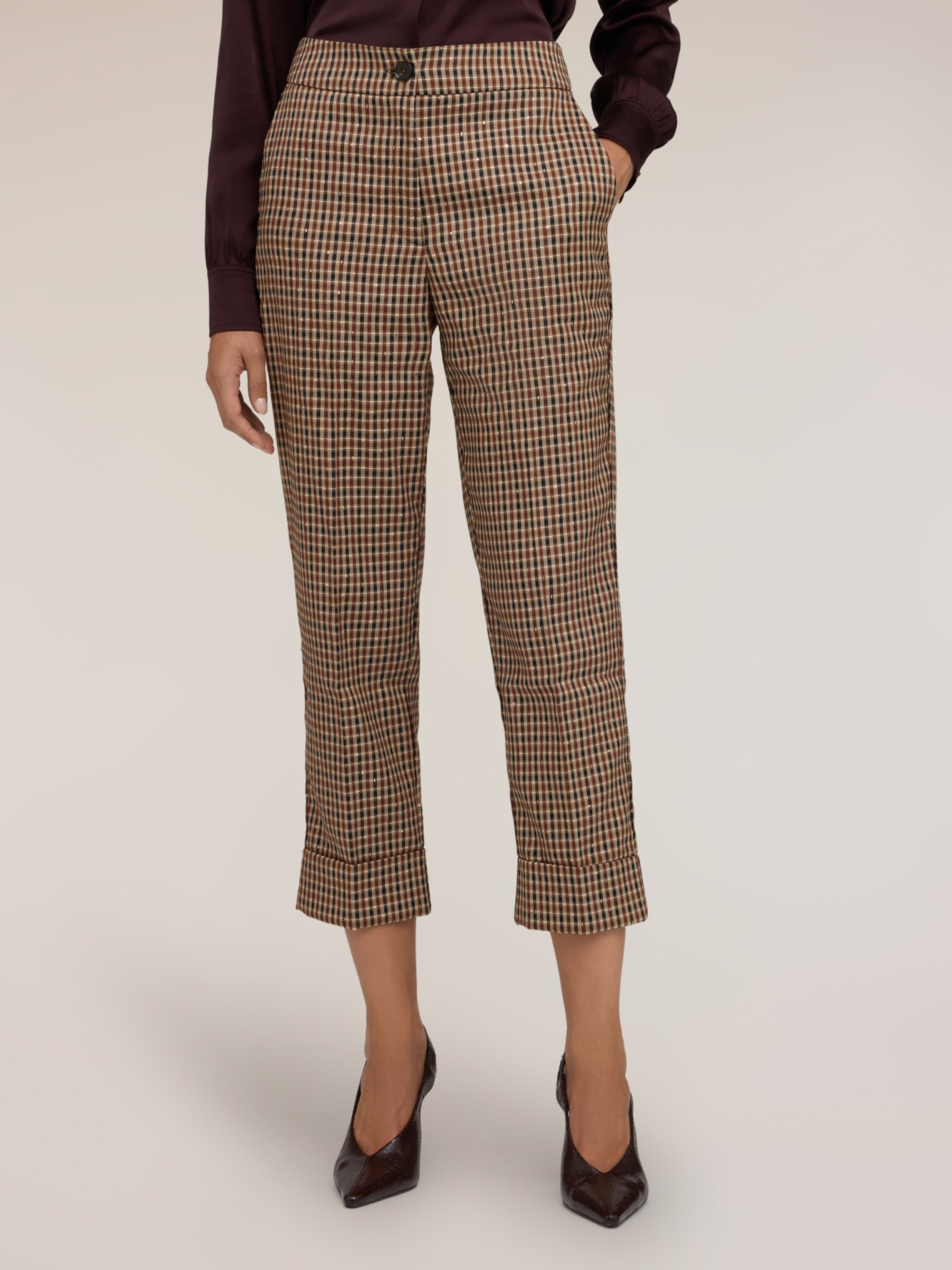 Pantalon court à motif à carreaux, MOTIVI