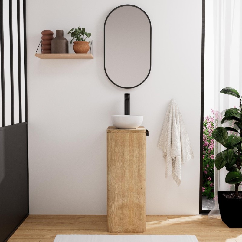Ensemble meuble lave-mains + vasque + robinet + miroir TOM, MOB IN