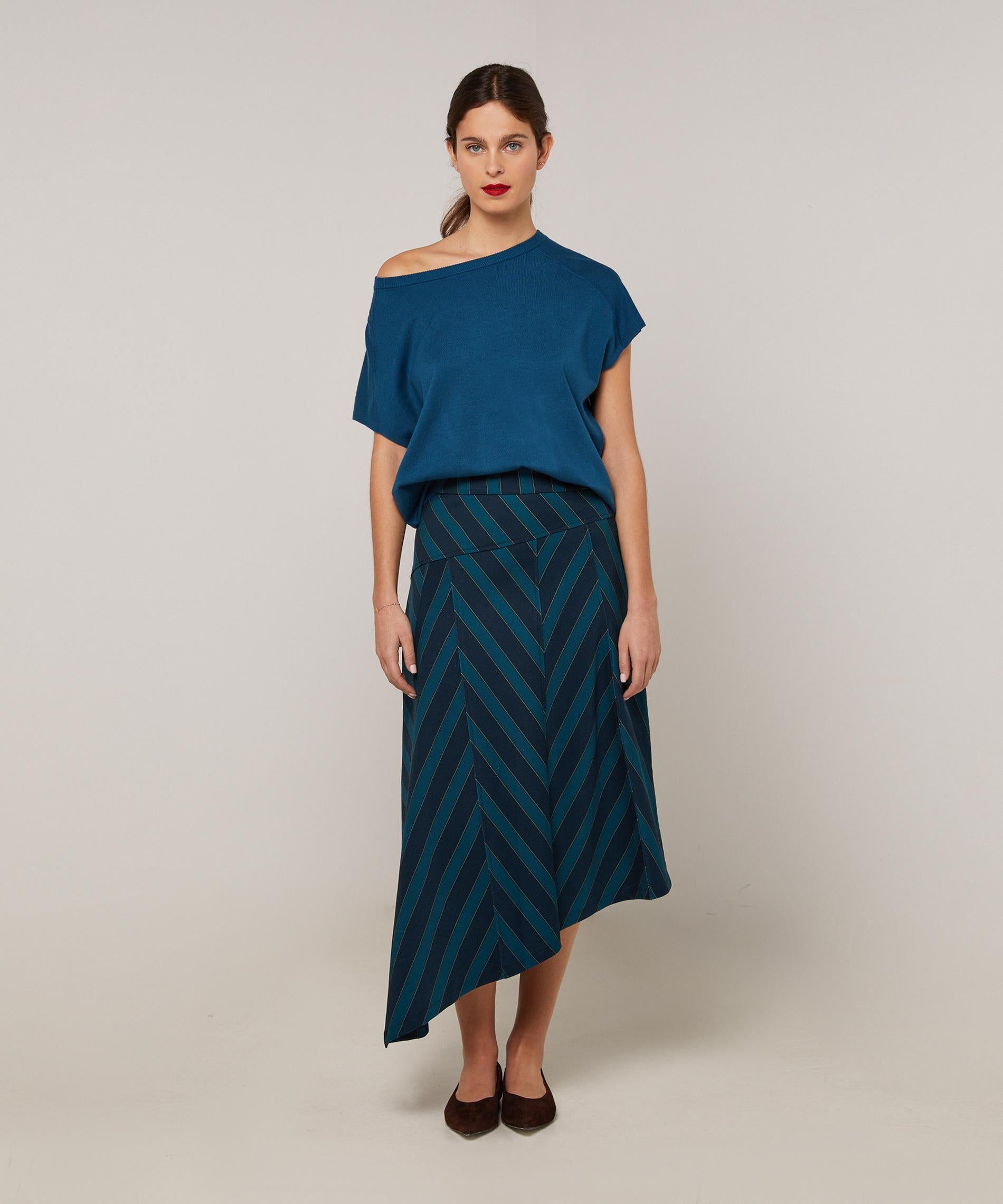 Jupe longue asymétrique en toile imprimée, RODIER